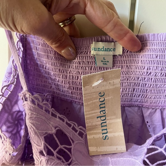 NWT Sundance Calabria Camisole Embroidered Lace Top lilac adjustable straps sz L - Picture 8 of 9